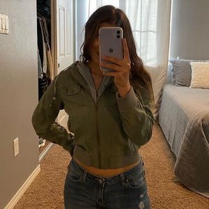 green/ grey jacket